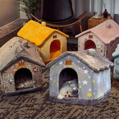Cozy foldable dog and cat house, ultra-luxury pet cave, winter warm bed, enclosed den for pets.