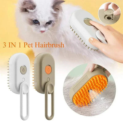 3-in-1 pet grooming brush for easy hair removal, USB-rechargeable, suitable for cats and dogs.