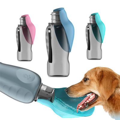 Leakproof dog water bottle with foldable bowl, ideal for pet hydration on-the-go.